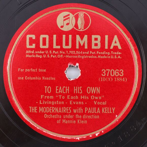 Modernaires w/Paula Kelly To Each His Own/Holiday for Strings 1946 78rpm Record - Picture 1 of 16